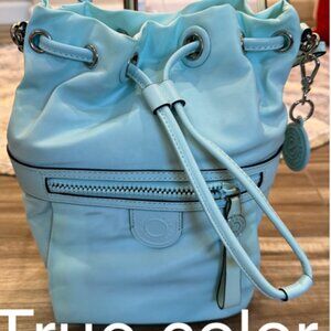 Cole Haan light teal nylon bucket bag